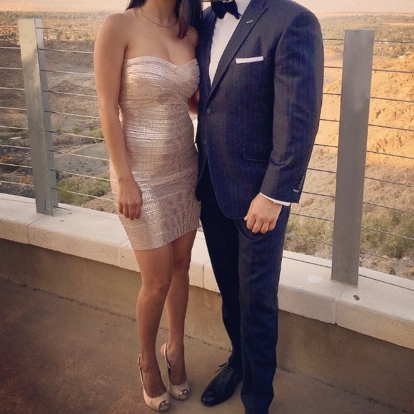 Herve Leger, Nazik Sequin Bandage Dress, Bare Combo, Sz Small - Picture 4 of 4